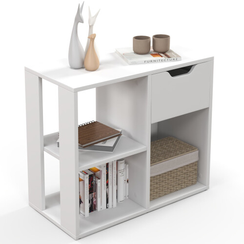 Wooden End Table with Drawer White 18" H