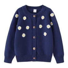 Gebreid katoenen vestje voor peuters, marineblauw, lange mouwen