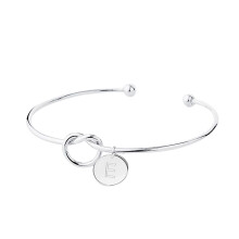 Sølv Love Knot Initial Disc Armring