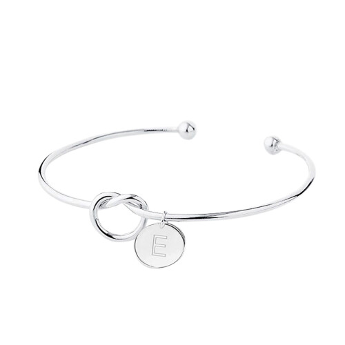 Sølv Love Knot Initial Disc Armring