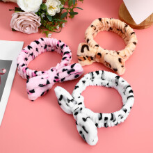 Bandeaux de spa en peluche imprimé léopard avec nœud papillon (6 pièces)