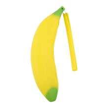 Geel siliconen etui in banaanvorm met grote inhoud