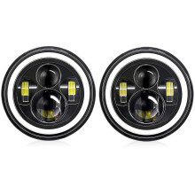 Farol redondo de LED para carro e motocicleta, 7 polegadas, 6000K, 140W