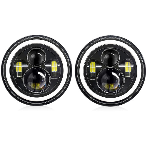 Farol redondo de LED para carro e motocicleta, 7 polegadas, 6000K, 140W