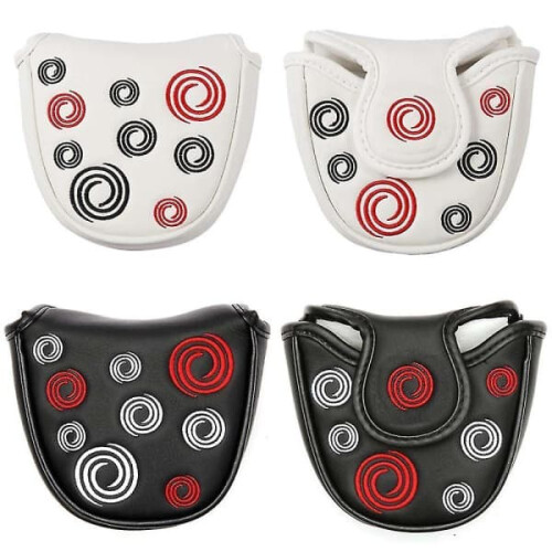 Golf Putter Head Cover Leather Magnetic Black 2