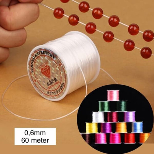 Elastic thread for jewelry making white 60m 1
