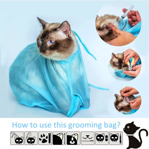 Cat Shower Net Bag Adjustable Breathable Restraint 1 Pack