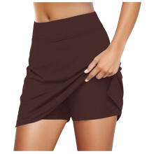 Jupe de tennis unie marron décontractée pour femme, taille S