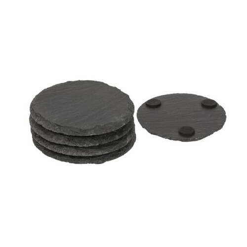 4er-Pack Untersetzer Stein/Schiefer – Schwarze Glasuntersetzer 1