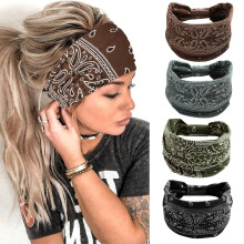 Diademas anchas negras para mujer estilo turbante bohemio, paquete de 4