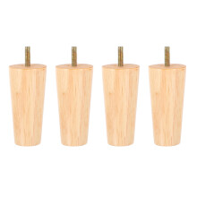 Möbelben i trä, beige, avsmalnande, 7,5 cm, 4-pack