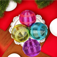 Shatterproof Christmas Ball Ornaments Purple Striped 4