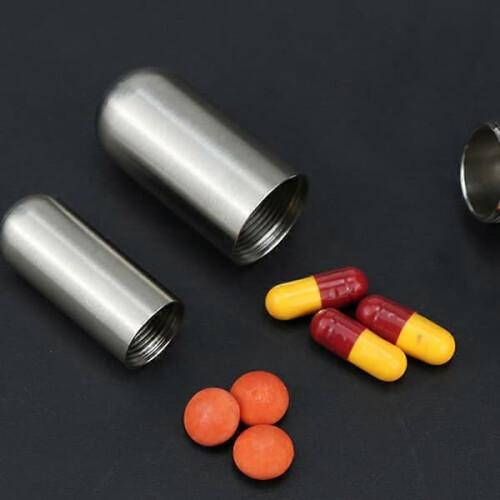 Stainless Steel Pill Container Mini Sealed Storage Box 2