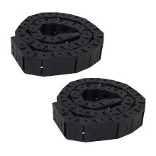 2X 18mm x 37mm Black Flexible Semi Enclosed Cable Drag Chain 1M 39.4 inch
