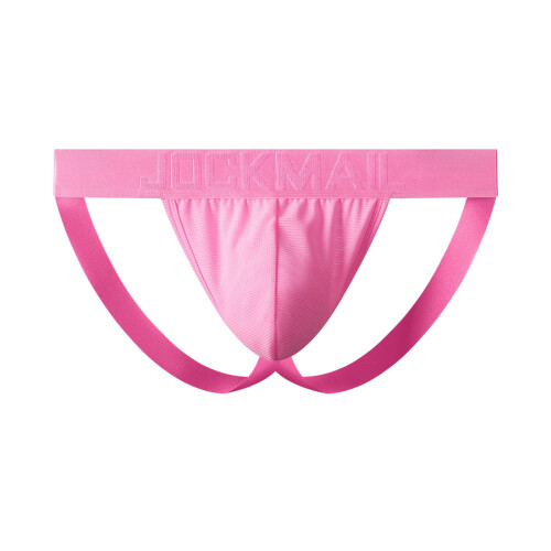 Roze ademende string jockstrap voor heren (1 stuk) 1