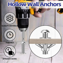 M8x30mm Heavy Duty Hollow Wall Anchors,Zinc Plated Steel Hollow Drive Wall Anchor Screws for Drywall, Tile,30 PCS