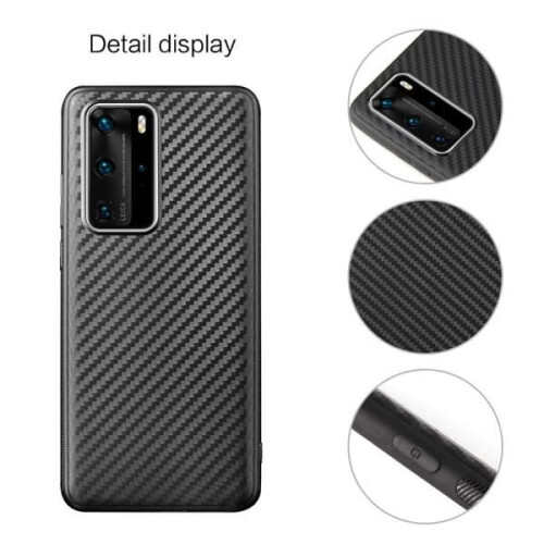 Capa à prova de choque FullCarbon V2 preta, compatível com Huawei P40Pro. 1