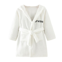 Kinder-Bademantel und Pyjama-Set aus Flanell mit Kapuze, weiß, Größe 4-5