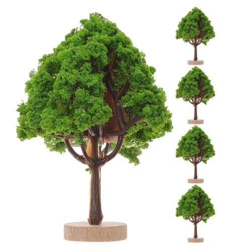 Miniatuur plastic modelbomen, realistisch, groen, 5 stuks