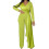 Macacão feminino verde liso com decote em V e mangas compridas. 1