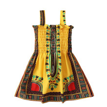 Vestido de princesa boho de algodón para niñas pequeñas, amarillo, sin mangas, color amarillo.