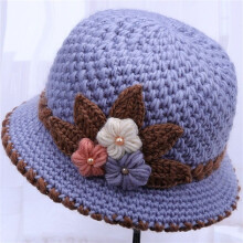 Gorro feminino de lã com estampa de flores tricotadas (1 unidade)