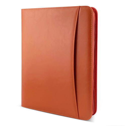 Καφέ Δερμάτινο Padfolio PU με Φερμουάρ1
