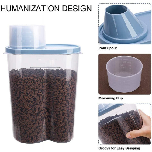 Pet Food Storage Container with Measuring Cup and Can 2