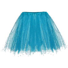 Dreilagiger Tutu-Rock für Erwachsene, blau glitzernd, paillettenbesetzt