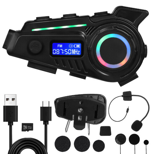 Motorcykelhjelm Bluetooth-headset med HiFi-lyd, støj