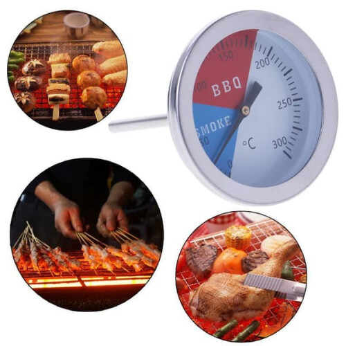 Røgtermometer til kulgrill, grilltermometer med temperaturmåler, 52 mm 1