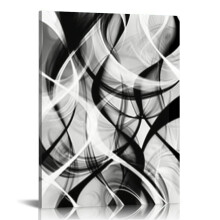 Black and White Abstract Line Wall Art Canvas Set