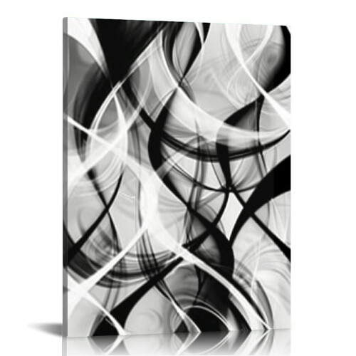 Black and White Abstract Line Wall Art Canvas Set