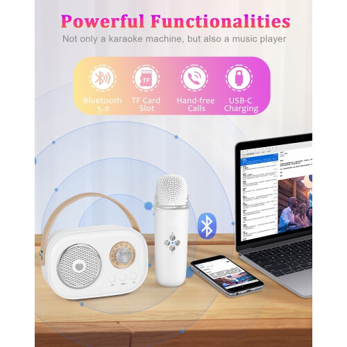 Mini Karaoke Machine Portable Bluetooth Speaker with 2 2