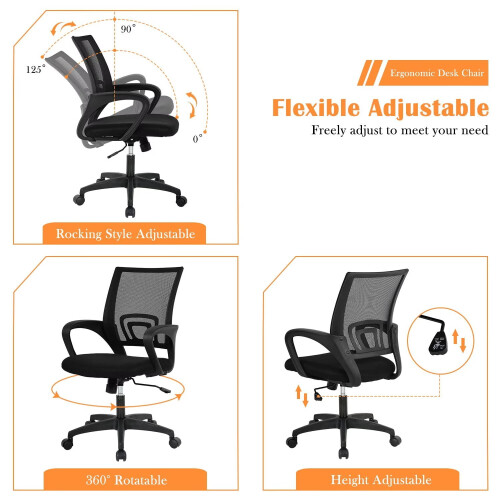 Chaise de bureau ergonomique noire à hauteur réglable 2