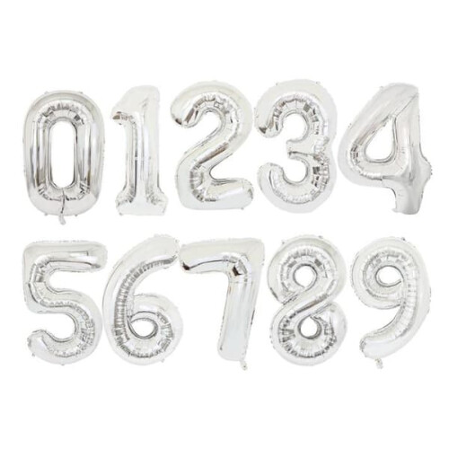 90CM Number Balloon Metallic Gold Silver 2