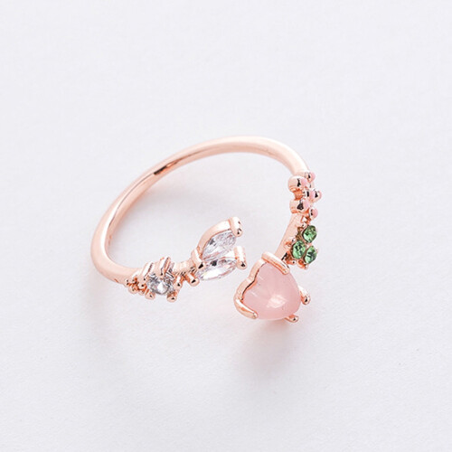 Justerbar ring med rosa och röda blommor för kvinnor