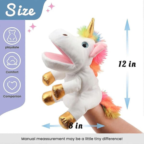Plush Unicorn Hand Puppet with Movable Mouth 1pc 1