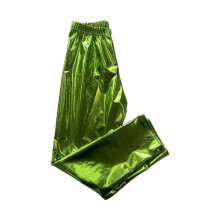 Leggings metálicos elásticos para niñas pequeñas, talla verde.
