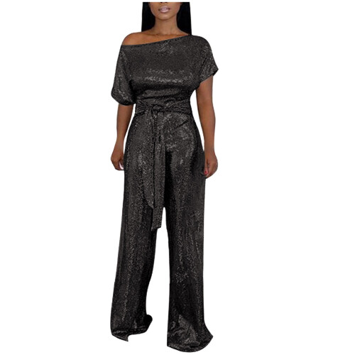 Svart off-shoulder jumpsuit för dam