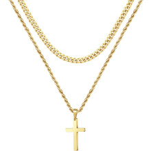 Herren-Kreuzkette Edelstahl Gold Schwarz Silber