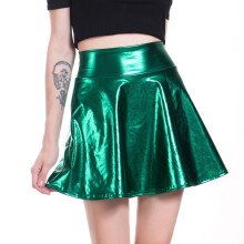 Damen-Minirock in A-Linie mit Metallic-Effekt, grün, Größe M