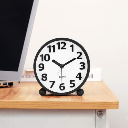 Analog Alarm Clock Black Metal Case 3D Numbers 2