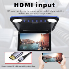 Monitor de Techo para Coche de 12,1 Pulgadas, Pantalla Ancha, Ultrafino, Abatible, Reproductor de Vídeo 1080P, Compatible con USB y .