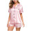 Women's Silk Satin Pajama Set Two-Piece Pink 1