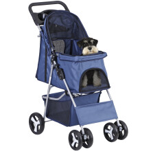 Hundebuggy, faltbar, 4 Räder, Marineblau, 15 kg