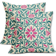 Teal and Hot Pink Boho Pillow Covers20x20Inch Linen