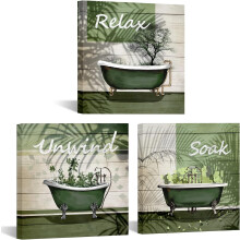Green Botanical Leaf Wall Art Canvas Prints 3 pcs 12x12 in