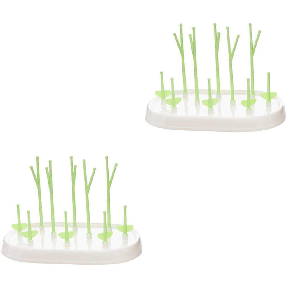 FRCOLOR bottle drying rack tree-shaped green 2 pcs