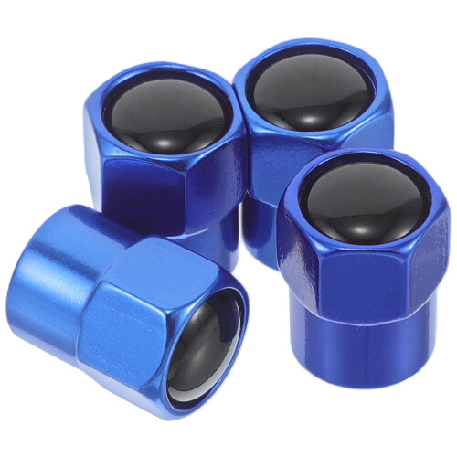 Tappi per valvole pneumatici in lega di alluminio blu, 4 pezzi
